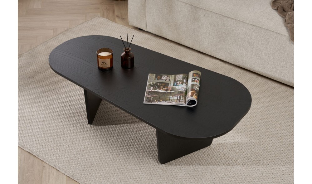 Masuta de cafea, Ovalis - Wood Black, 130 x 40 x 65 cm
