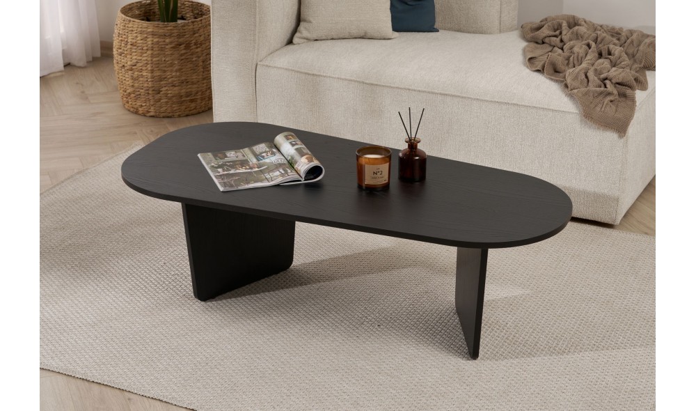 Masuta de cafea, Ovalis - Wood Black, 130 x 40 x 65 cm