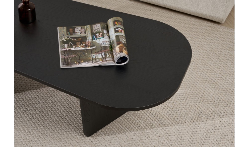 Masuta de cafea, Ovalis - Wood Black, 130 x 40 x 65 cm