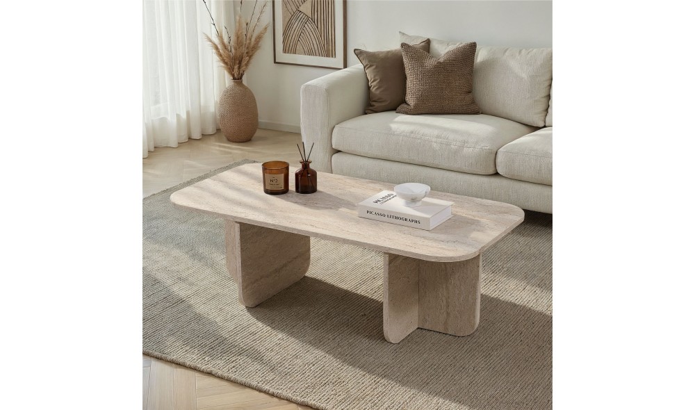 Masuta de cafea, Akira - Travertine, 120 x 41 x 60 cm