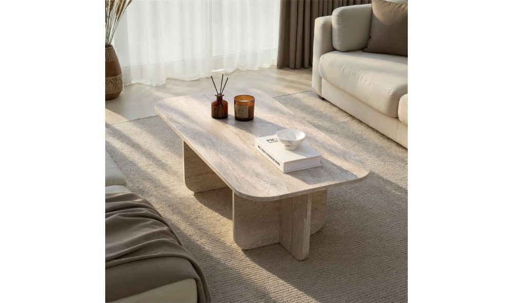 Masuta de cafea, Akira - Travertine, 120 x 41 x 60 cm