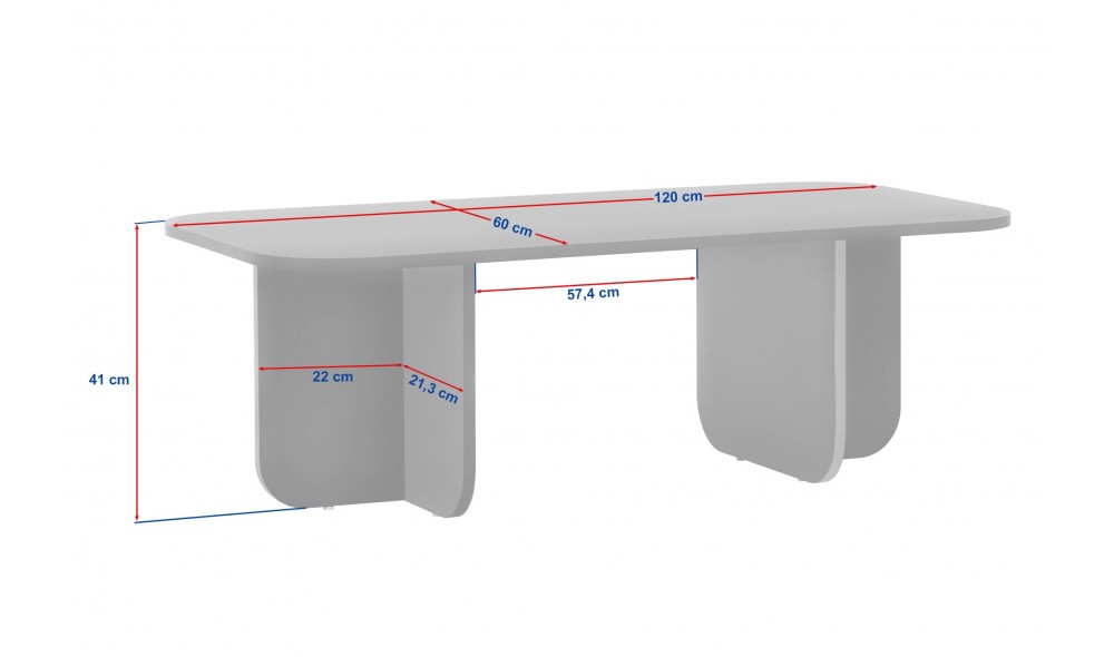 Masuta de cafea, Akira - Sapphire Oak, 120 x 41 x 60 cm