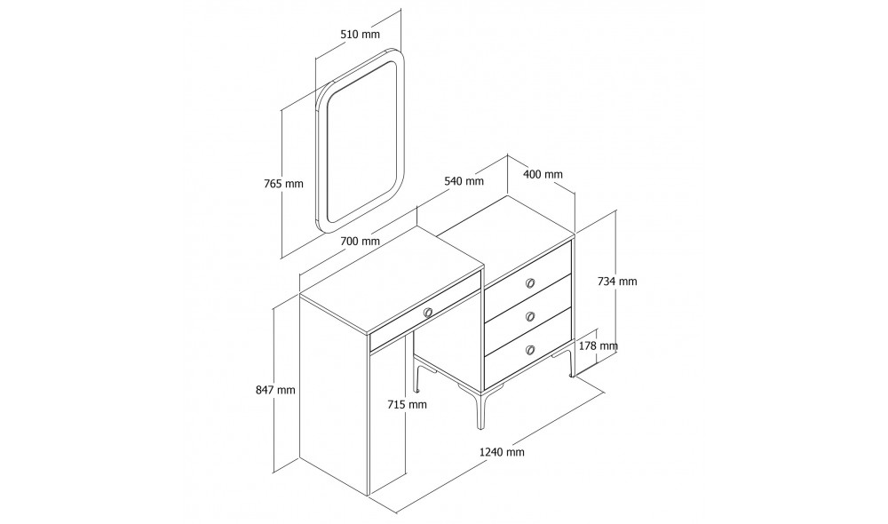 Dulap Lizbon 546 - Nuc 124 x 84 x 40 cm