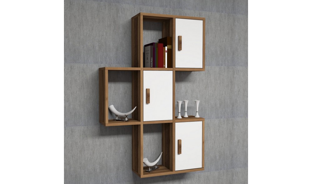 Raft de perete Flora - Nuc, Alb 50 x 112 x 20 cm