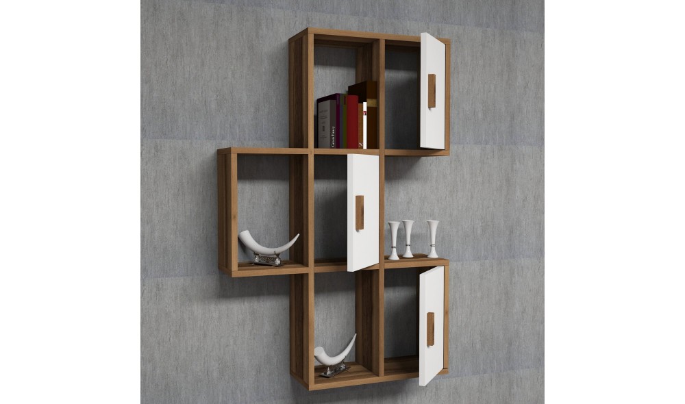 Raft de perete Flora - Nuc, Alb 50 x 112 x 20 cm