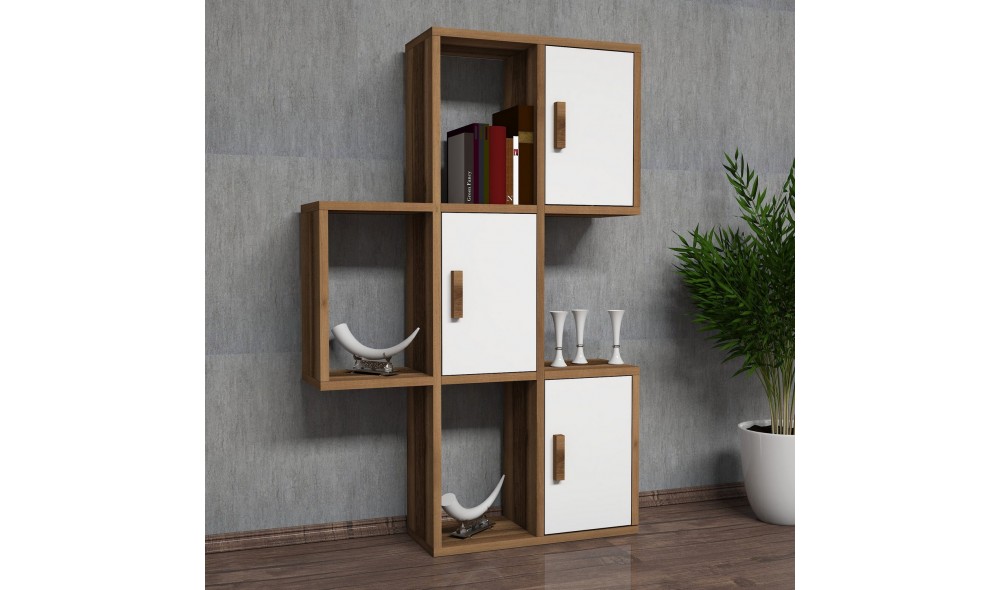 Raft de perete Flora - Nuc, Alb 50 x 112 x 20 cm