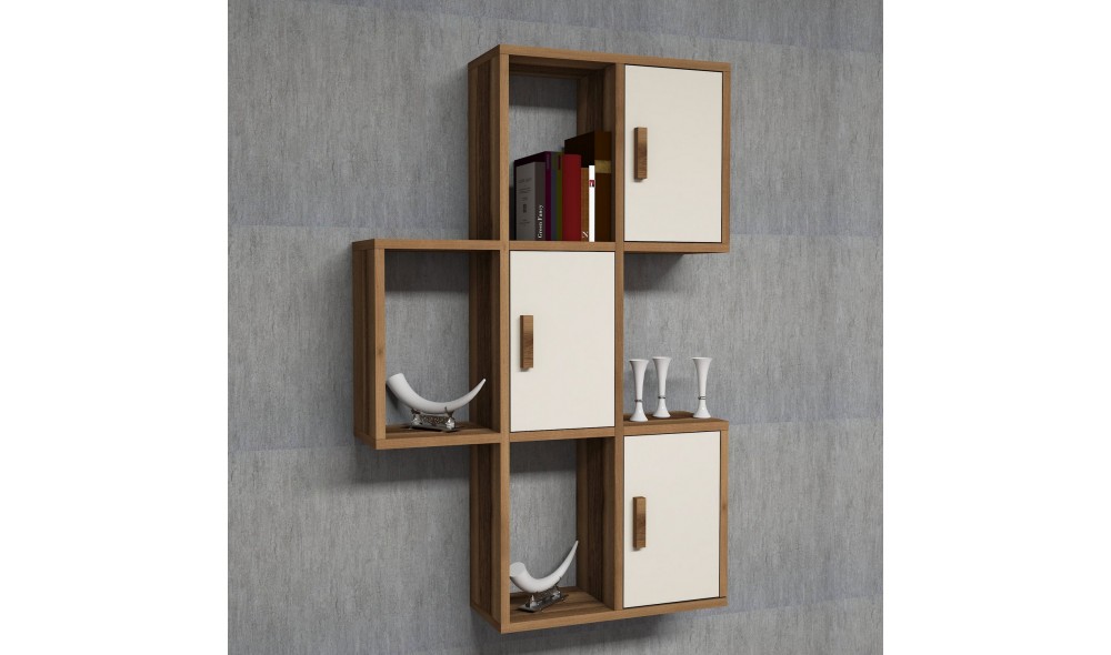 Raft de perete Flora - Nuc, Crem 50 x 112 x 20 cm