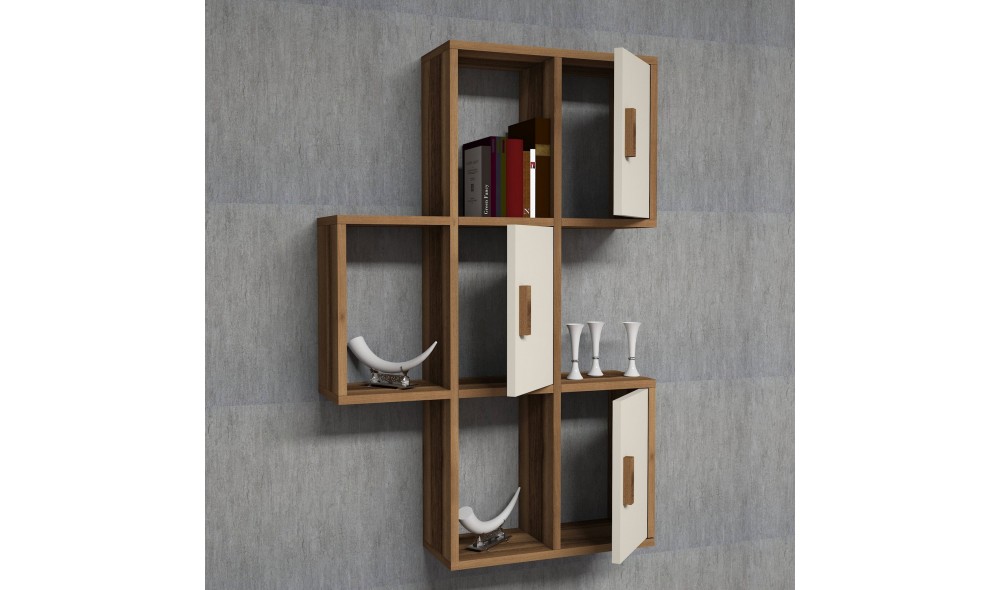 Raft de perete Flora - Nuc, Crem 50 x 112 x 20 cm
