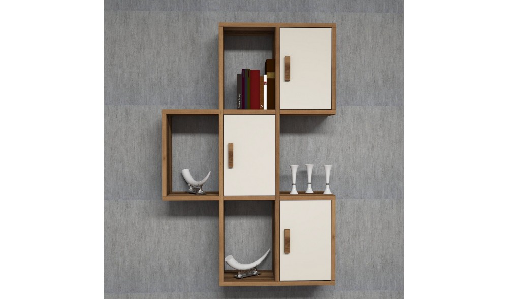 Raft de perete Flora - Nuc, Crem 50 x 112 x 20 cm