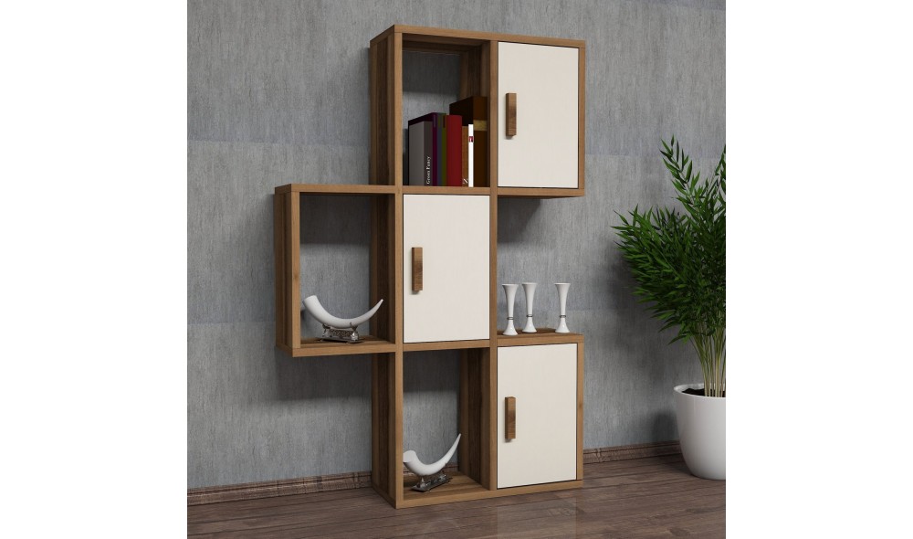 Raft de perete Flora - Nuc, Crem 50 x 112 x 20 cm