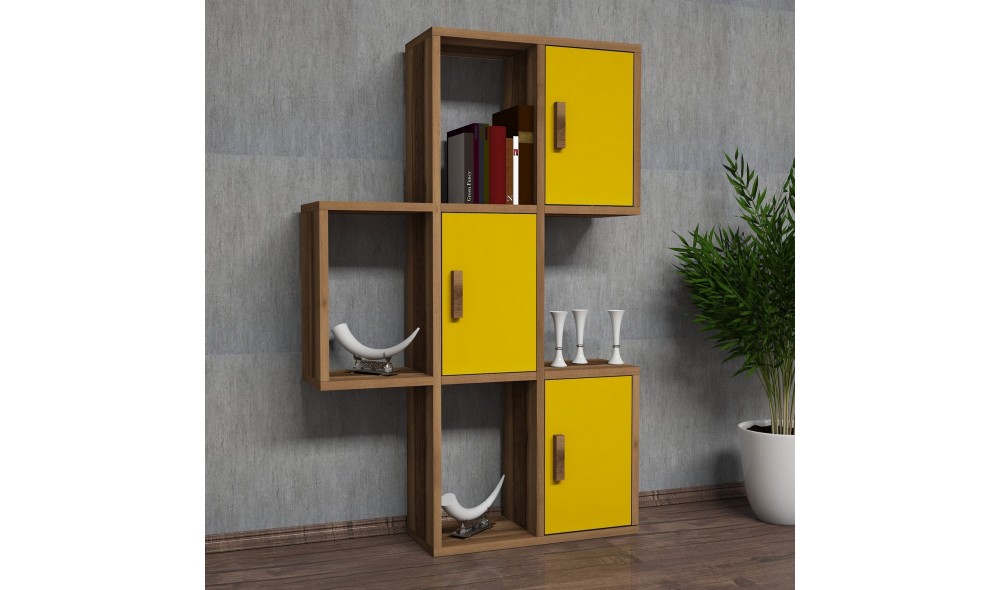 Raft de perete Flora - Nuc, Galben 50 x 112 x 20 cm