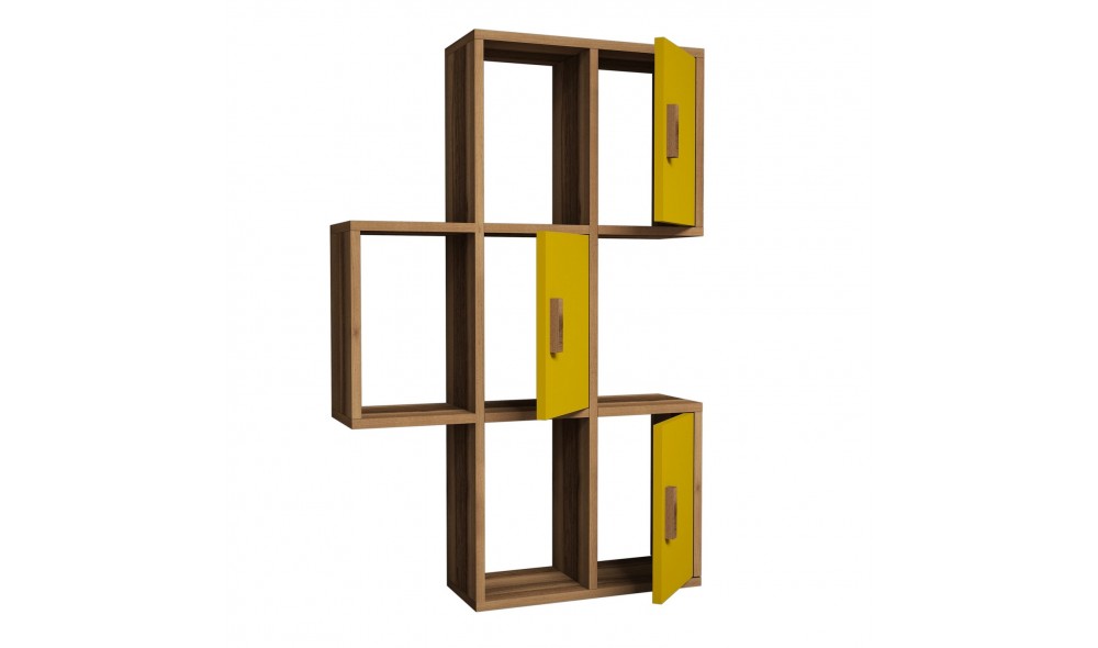 Raft de perete Flora - Nuc, Galben 50 x 112 x 20 cm