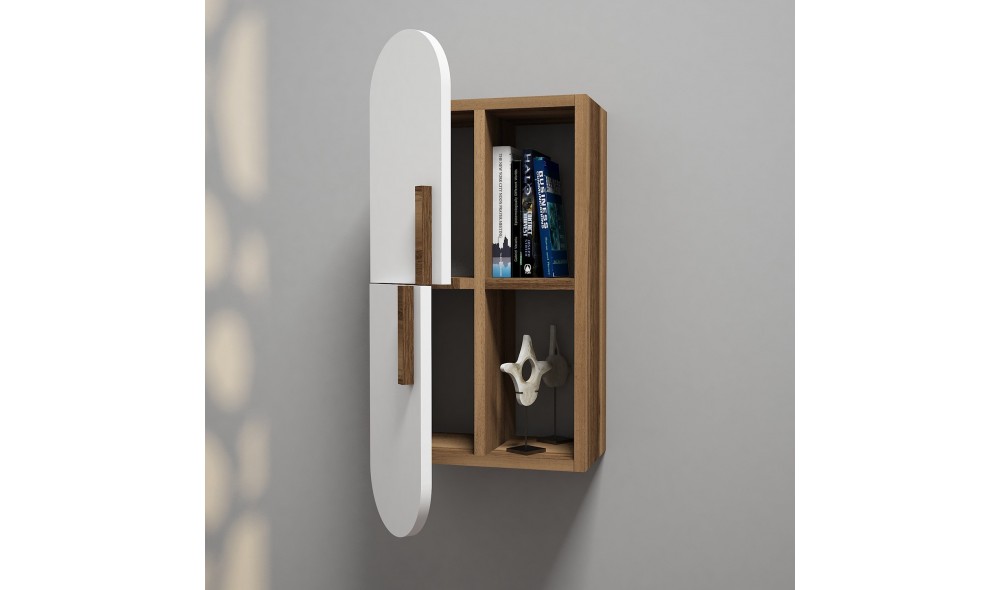 Raft de perete Trandafir - Nuc, Alb 35 x 60 x 22 cm