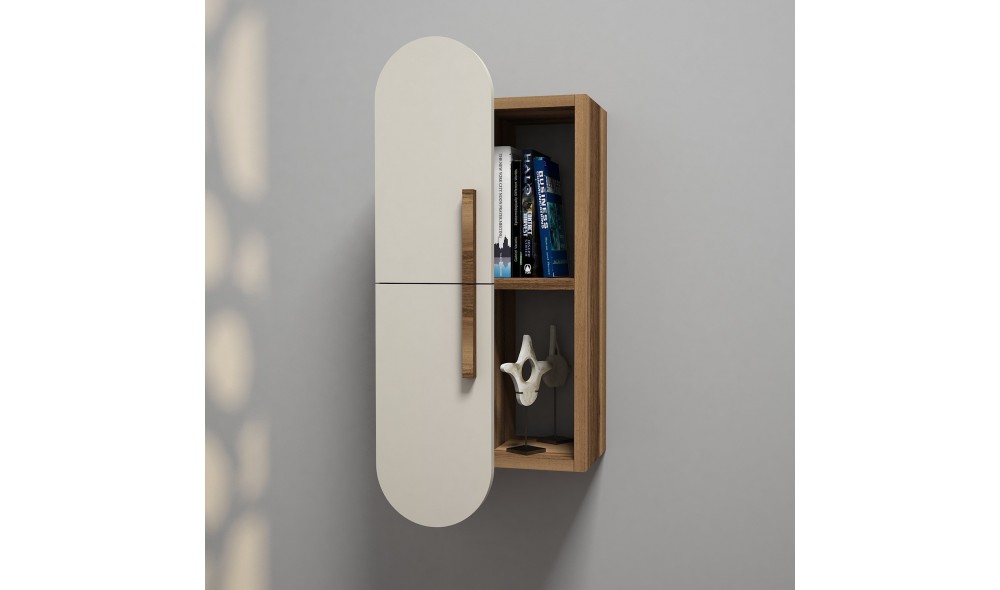 Raft de perete Trandafir - Nuc, Smantana 35 x 60 x 22 cm