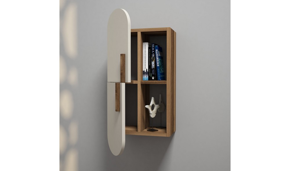 Raft de perete Trandafir - Nuc, Smantana 35 x 60 x 22 cm