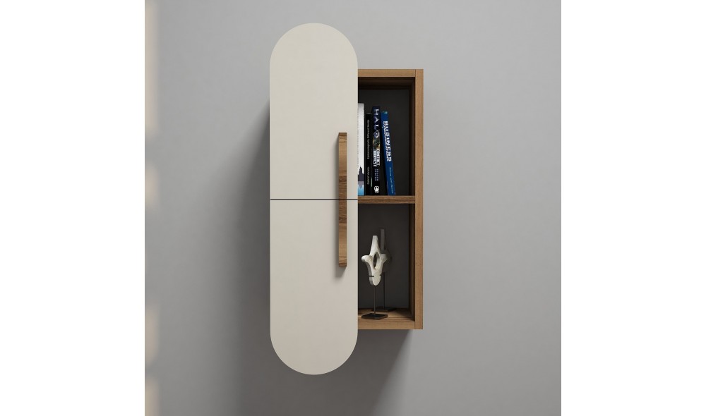 Raft de perete Trandafir - Nuc, Smantana 35 x 60 x 22 cm