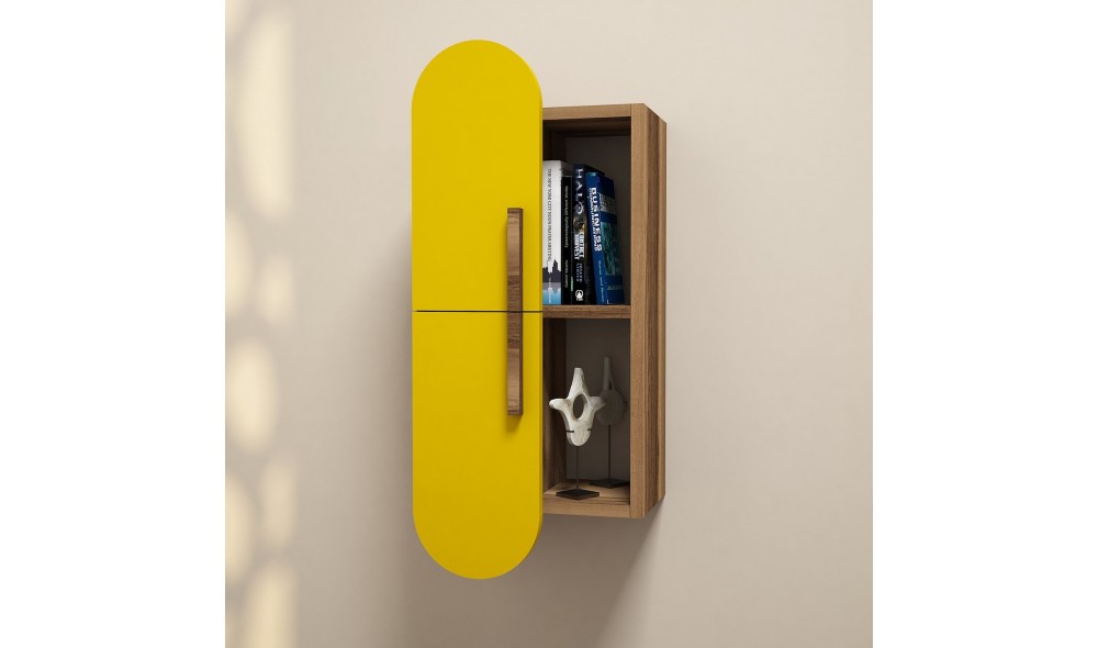 Raft de perete Trandafir - Nuc, Galben 35 x 60 x 22 cm