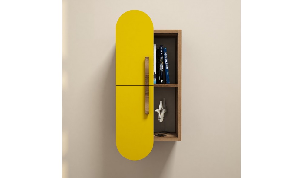 Raft de perete Trandafir - Nuc, Galben 35 x 60 x 22 cm