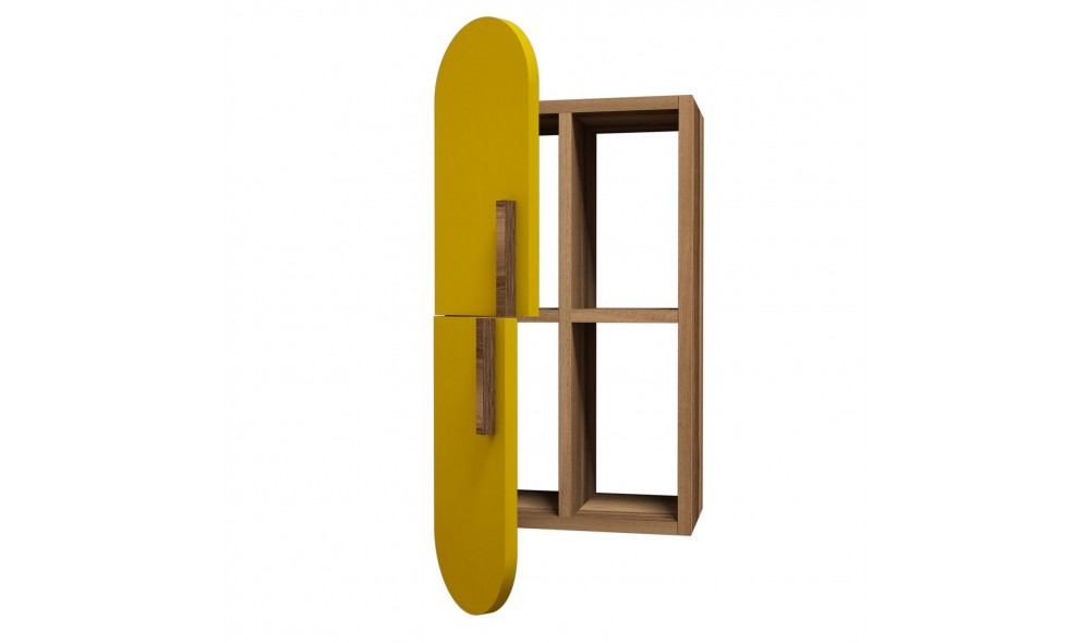 Raft de perete Trandafir - Nuc, Galben 35 x 60 x 22 cm