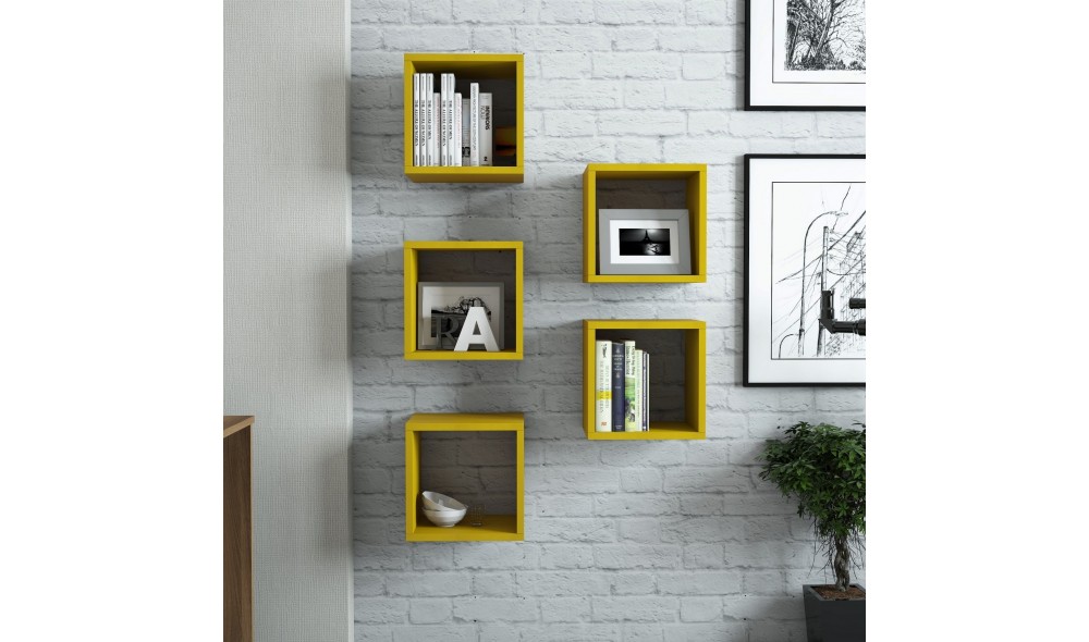 Raft de perete Cutie - Galben 30 x 24 x 30 cm
