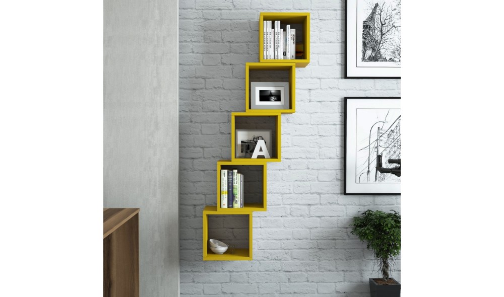 Raft de perete Cutie - Galben 30 x 24 x 30 cm