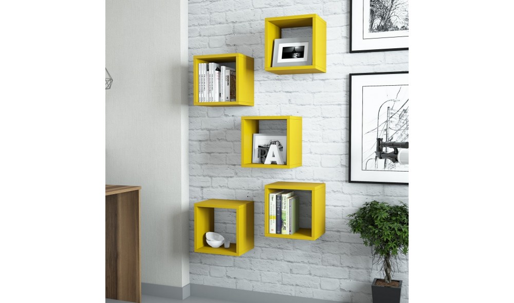 Raft de perete Cutie - Galben 30 x 24 x 30 cm