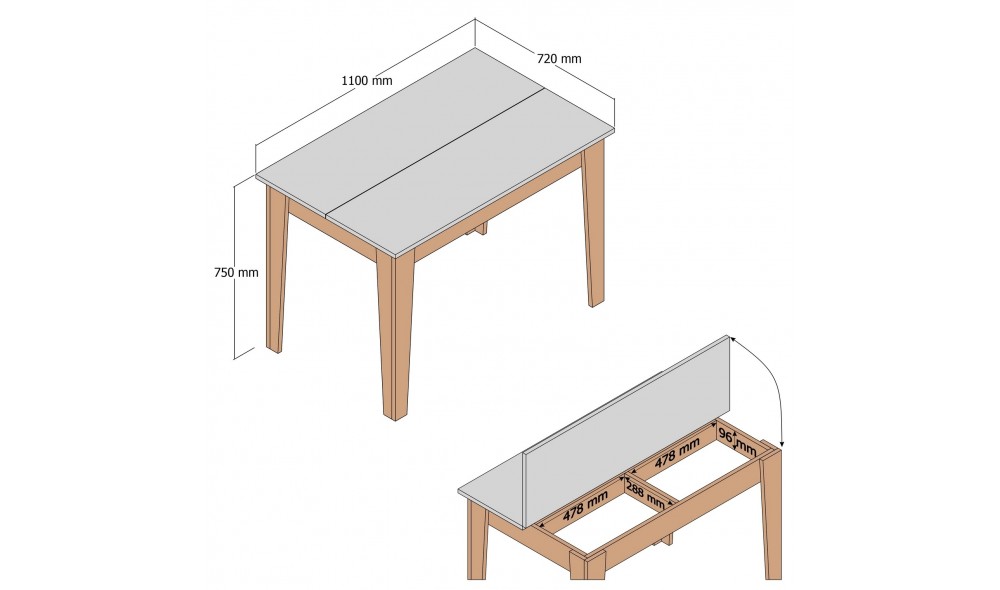 Masa de bucatarie Kiev 504 - Nuc, Antracit 110 x 75 x 72 cm