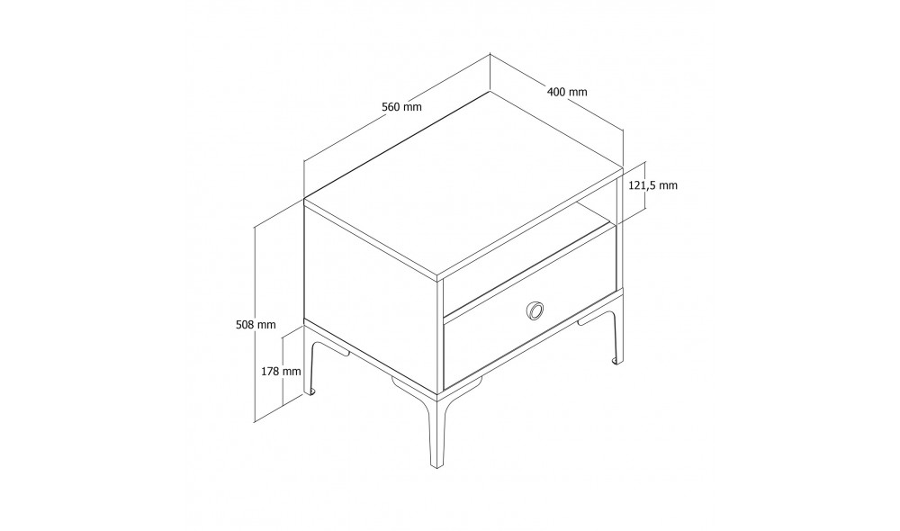 Noptiera Lizbon 529 - Nuc, Antracit 56 x 50 x 40 cm