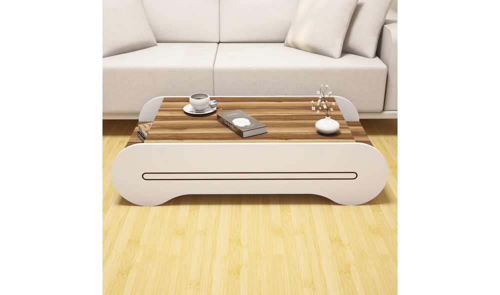 Masuta de cafea Cool - Nuc, Alb 120 x 30 x 63 cm