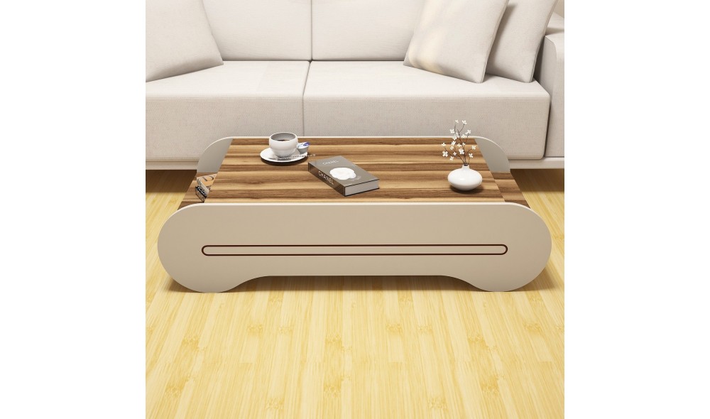 Masuta de cafea Cool - Nuc, Crema 120 x 30 x 63 cm