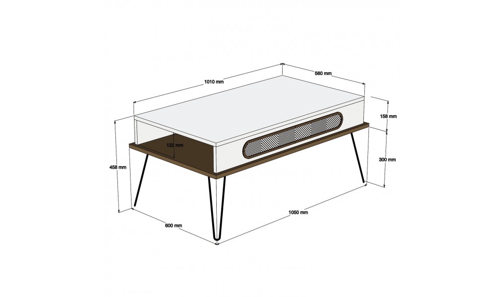 Masuta de cafea Ekol - Alb 105 x 45 x 56 cm