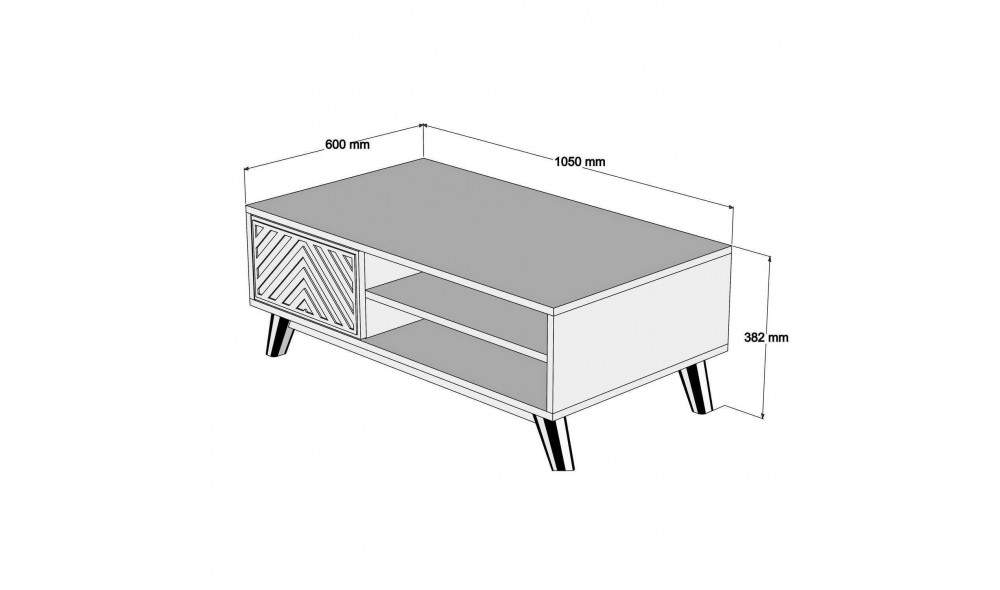 Masuta de cafea Inci - Nuc, Alb 105 x 38 x 60 cm