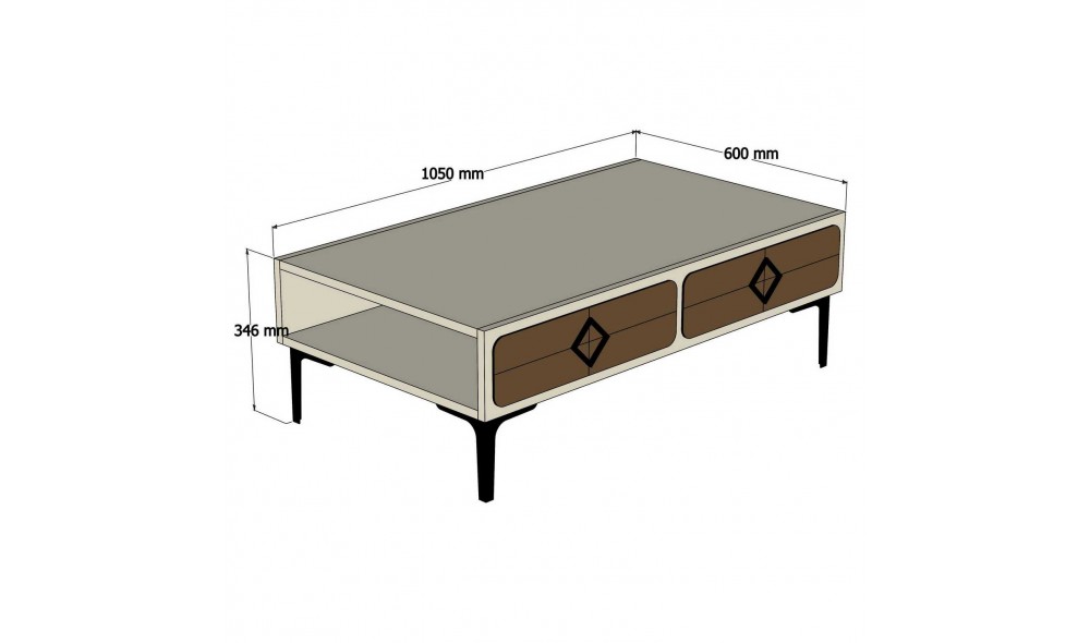 Masuta de cafea Samba - Nuc 105 x 34 x 60 cm