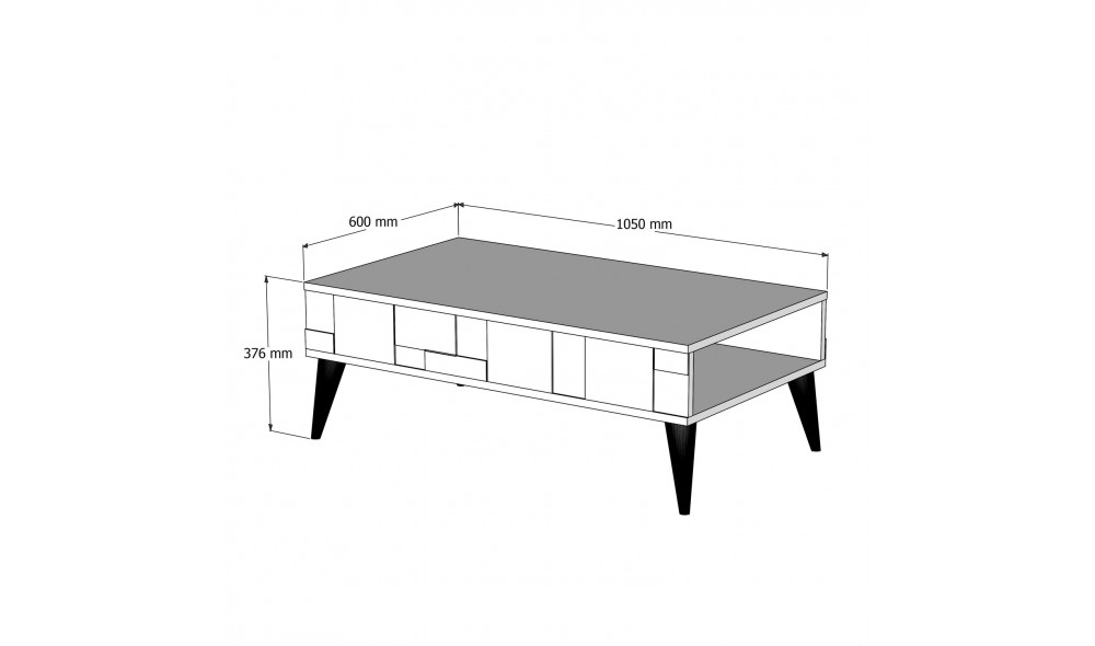 Masuta de cafea Madrid - Negru 105 x 37 x 60 cm