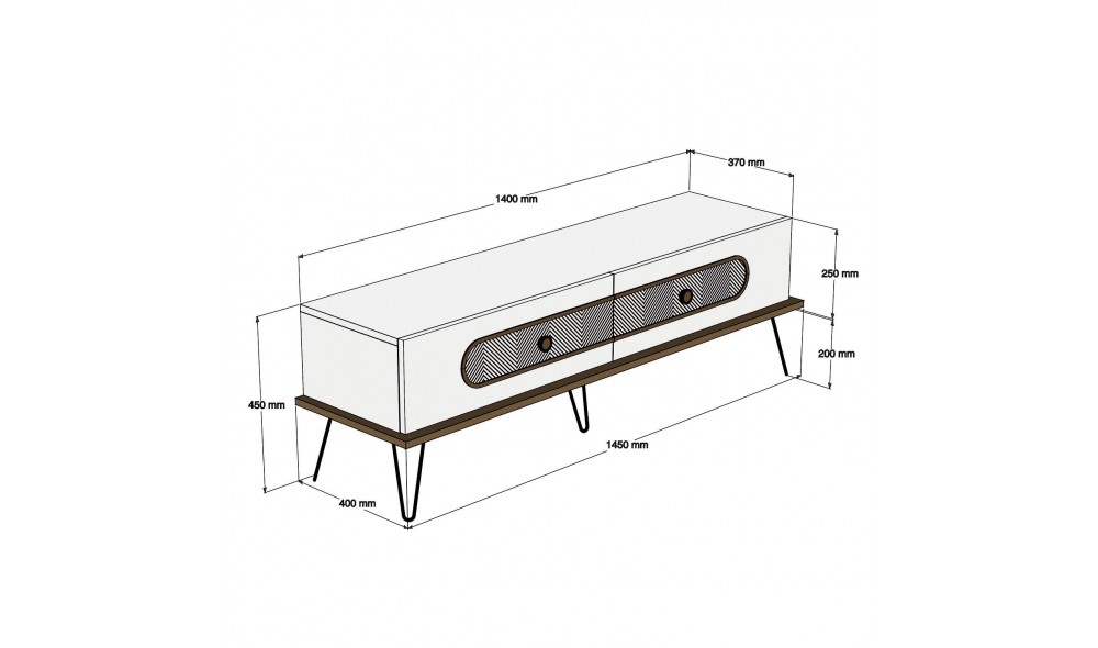 Suport TV Ekol - Alb 145 x 45 x 40 cm