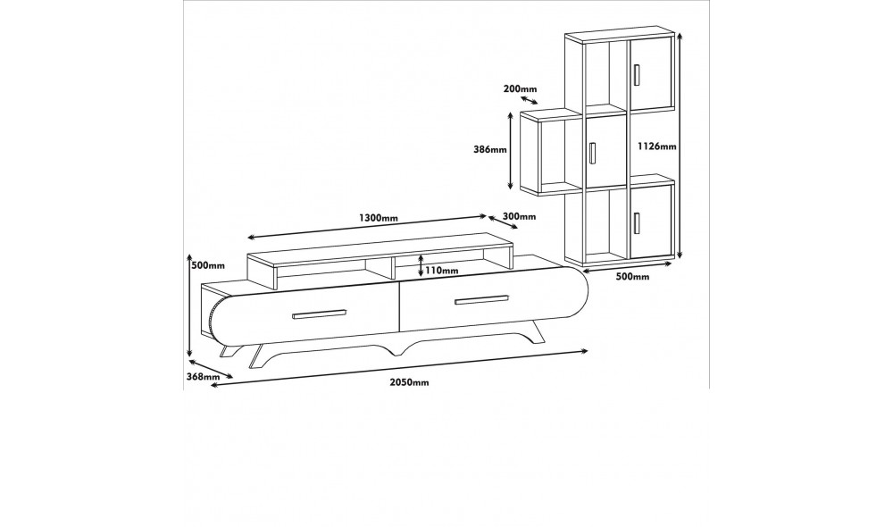 Unitate TV Flora S - Nuc, Crem 205 x 50 x 36 cm