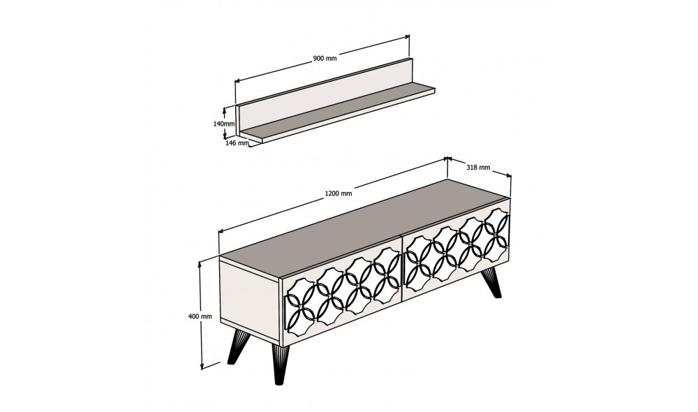 Unitate TV Nissan - Alb 120 x 40 x 31 cm