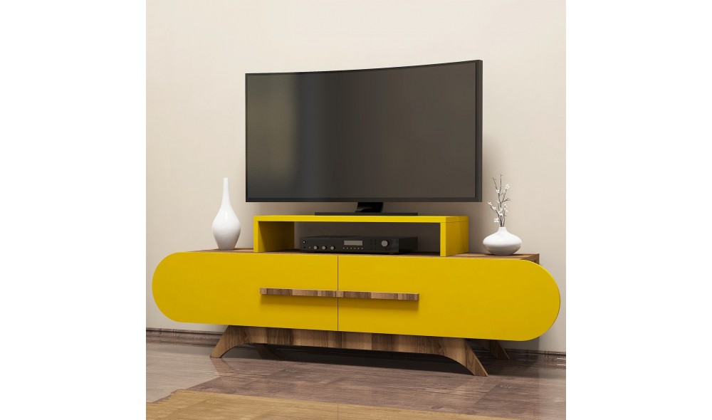 Suport TV Trandafir - Nuc, Galben 145 x 49 x 36 cm