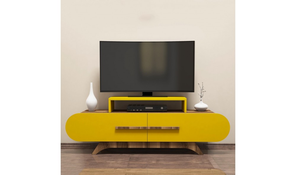 Suport TV Trandafir - Nuc, Galben 145 x 49 x 36 cm