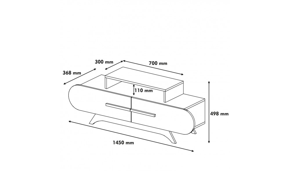 Suport TV Trandafir - Nuc, Galben 145 x 49 x 36 cm