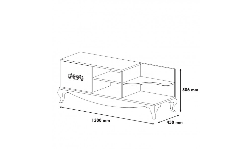 Suport TV Sultan - Alb 130 x 50 x 45 cm