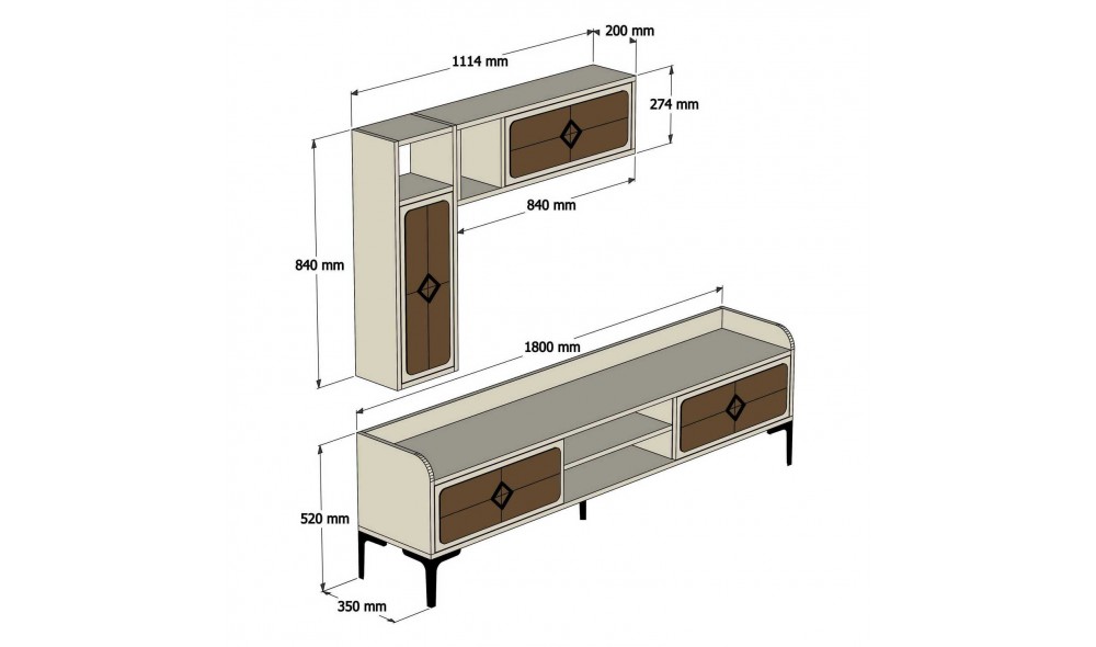 Unitate TV Samba - Nuc 180 x 52 x 35 cm