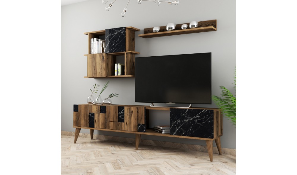 Unitate TV Madrid - Negru 180 x 48 x 33 cm