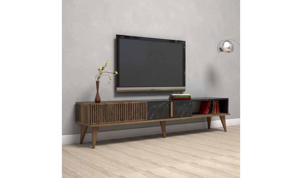 Suport TV Milano - Nuc, Negru 180 x 40 x 35 cm