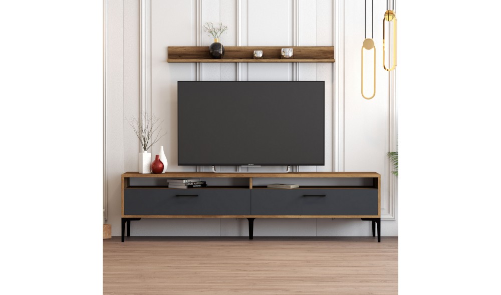 Unitate TV Istanbul - Nuc, Antracit 180 x 47 x 35 cm