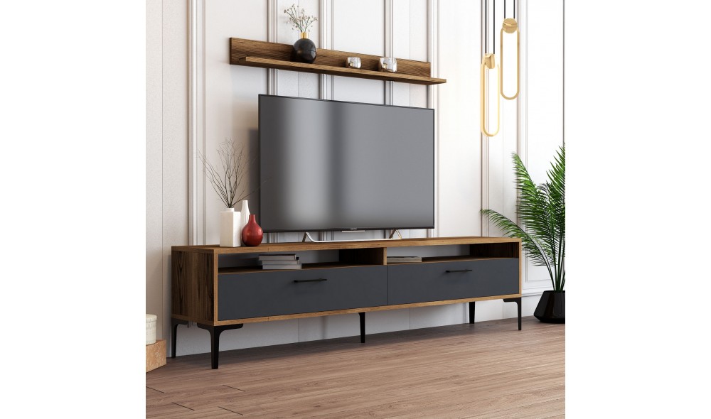 Unitate TV Istanbul - Nuc, Antracit 180 x 47 x 35 cm