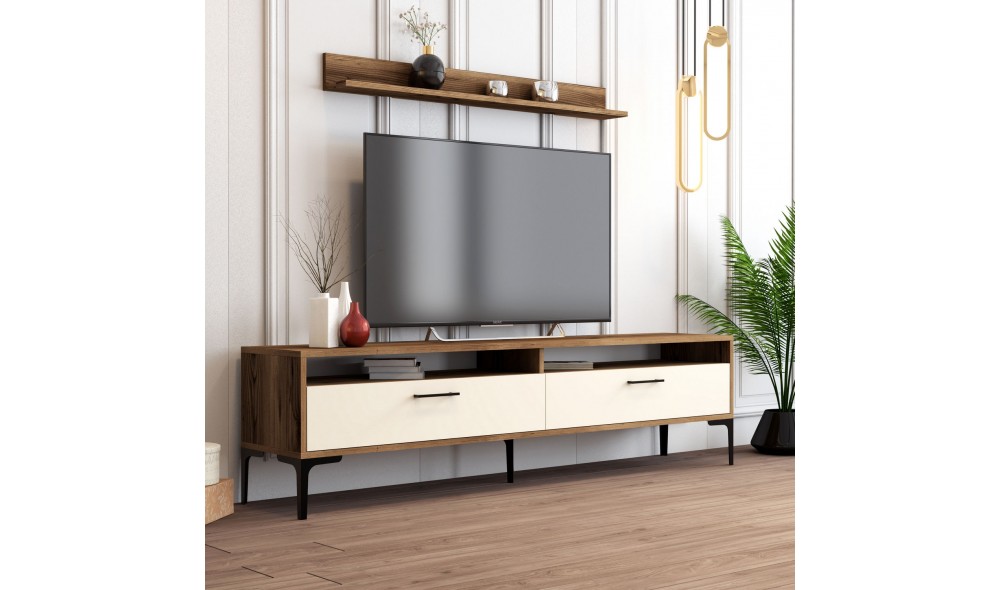 Unitate TV Istanbul - Nuc, Smantana 180 x 47 x 35 cm