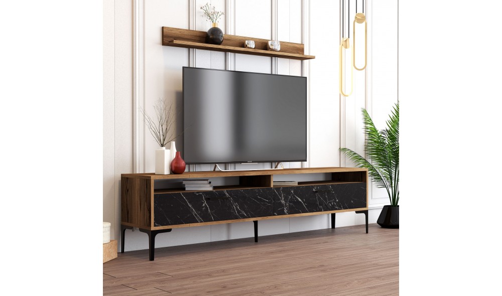 Unitate TV Istanbul - Nuc, Marmura Neagra 180 x 47 x 35 cm