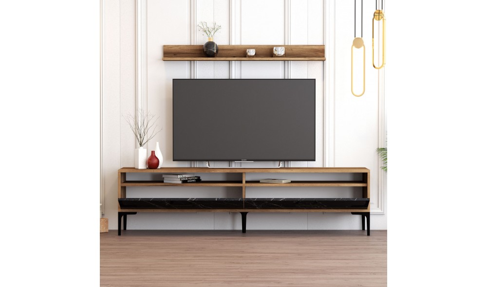 Unitate TV Istanbul - Nuc, Marmura Neagra 180 x 47 x 35 cm