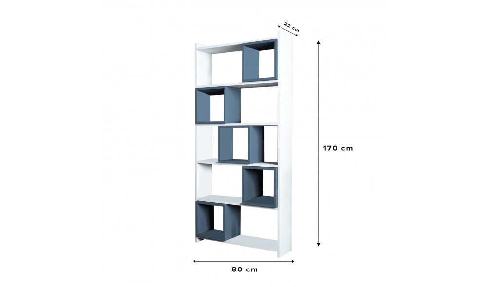 Raft de carti Cutie - alb, albastru 80 x 170 x 22 cm